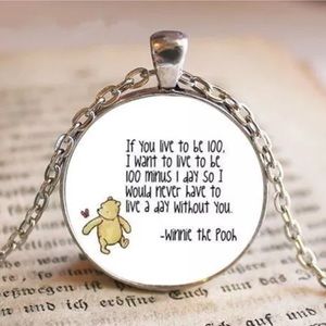 Winnie the Pooh Glass and Tibetan Silver Necklace